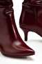 Zri̇n-20011 Premium Burgundy Wrinkled Thin Heeled Women's Boots - 5