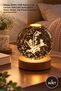 1 Piece Glass Globe with Cat and Flower Motifs – Decorative Lighting Powered by USB Cable with Wooden Base, Glass Globe, Cat Floral Ornament