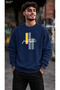 Men's Geometric Patterned and Fantastic Written Crew Neck Casual Regular Fit Sweatshirt