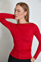 Side Draped Boat Neck Slim Fit Blouse - 7
