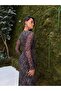 Crew Neck Digital Print Tulle Dress - 2
