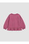 Özmarka New Season Ecru Printed Ruffled Girls' Sweatshirt 2-Piece Set - 3
