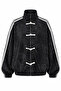 2250 Women's Ornamental Buttoned Stripe Detailed Zippered Jacket Black