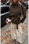 Imported Soft Textured Model Suede Jacket with Standing Collar and Belt Detail - 4