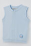 Baby Boy Vest with Snap Fasteners, Blue Heart, Winking Emoji Emblem, 4 Months - 1 Year Old, Baby Blue - 3