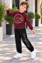 Boys' Tracksuit Set – Printed Sweatshirt, Black Jogger Pants, Casual Sportswear Set - 2