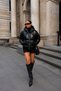 New Season Hooded Zipper Detailed Shiny Black Women's Coat 52111002