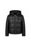 New Season Hooded Zipper Detailed Women's Black Leather Coat 52111001 - 3