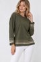 Women's Seasonal Merselized Knitwear Blouse with Sequin Detail on Sleeves and Skirt - 4
