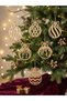 Set of 6 Platinum Gold Christmas Tree Ornaments Decorative Pine Tree Ball Ornaments New Year Concept - 2