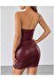 Faux Leather Mini Strapless Dress - 3
