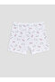 Ozmarka New Season White Printed Girls' Boxer Shorts 3-Piece Set - 5