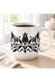 Black Tulip Patterned Porcelain Mug 300 ml Ottoman Motif White Handle Coffee and Tea Cup Gift - 5