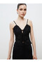 Vizyon New Season Black Heart Collar Patterned Strap Blouse