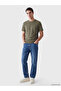 Vizyon New Season Khaki Crew Neck Combed Cotton Men's T-Shirt - 2