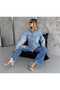Women's Light Blue Label Detailed Double Pocket Snap Fastener Oversize Long Sleeve Autumn Denim Shirt - 5