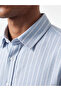 Özmarka New Season Blue Regular Fit Striped Dobby Men's Shirt - 3