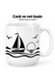 Sailing Boat Patterned Porcelain Mug 300 ml Marine Themed Black and White Coffee Tea Cup with Handle Gift for Sailor - 3
