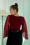 V-Neck Blouse with Sleeve Slit Detail - 4