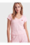 Ozmarka New Season Pink Cherry Printed Women's Shorts Pajama Set - 2