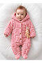 Dandini Soft Rabbit Detailed Buttoned Baby Girl Plush Jumpsuit