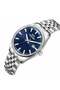 Silver Men's Wristwatch with Navy Blue Dial |   41mm Stainless Steel Case, Steel Band, 10 at - 6