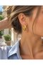 Gold Oval Drop Shape Hoop Earrings Shiny Gold Color Modern Curved Design Women's Earrings - 6