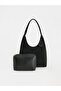 Özmarka New Season Black Suede Women's Shoulder Bag - 3