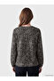 Peak New Season Black Crew Neck Patterned Blouse - 4