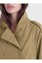 Özmarka New Season Khaki Stand Collar Gathered Women's Trench Coat - 3