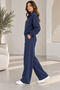 Women's 80% Cotton Knitwear Tracksuit Set Thin Ribbed Knit Textured Zipper High Neck Relaxed Fit - 3