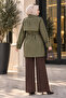 Women's Double-Breasted Collared Belted Buttoned Hijab Trench Coat – Seasonal Outerwear Sb0059 - 3