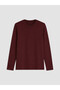 Peak New Season Burgundy Crew Neck Long Sleeve Men's T-Shirt - 5