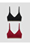 Ozmarka New Season Burgundy Underwireless Striped Bustier with Removable Pads, 2-Piece Set
