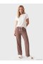 Özmarka New Season Brown Elastic Waist Plaid Women's Pajama Bottoms - 3