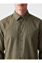 Özmarka New Season Khaki Regular Fit Gabardine Men's Shirt - 3