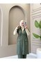 Women's 3-Piece Oysho Fabric Sleeveless Long Vest Tracksuit Set with Zipper N-05482 _ Green - 2