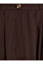 Özmarka New Season Brown Buttoned Waist Zippered Pleated Skirt - 6