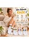 Wak Women's Sports Socks White with Writing 3-Piece Set Long Socks Cotton Seamless Breathable Sports Comfortable Socks - 6