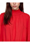 Vizyon New Season Red Judge Collar Gathered Blouse - 3