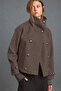 Stradi Model High Collar Double-Breasted Wool Cashmere Coat Jacket