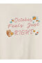 Özmarka New Season Ecru Crew Neck Printed Women's Pajama Set - 3