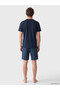 Vizyon New Season Navy Blue Printed Men's Shorts Pajama Set - 4