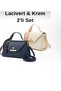 Navy Blue, Cream 2-Pack Faux Leather Hand and Shoulder Bag with Scarf Detail