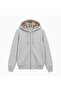 Plaid Inner Detailed Zippered Hooded Hoodie Zip Cardigan