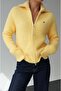 Yellow Mini Brooch Zipper Cardigan - 2
