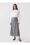 Özmarka New Season Black Zippered Plaid Gathered Asymmetrical Skirt