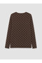 Vizyon New Season Brown Crew Neck Polka Dot Women's Pajama Set - 8