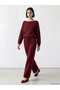 Vizyon New Season Burgundy Boat Neck Women's Knitwear Sweater - 2