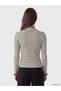 Ozmarka New Season Black High Collar Striped Women's Knitwear Sweater - 4